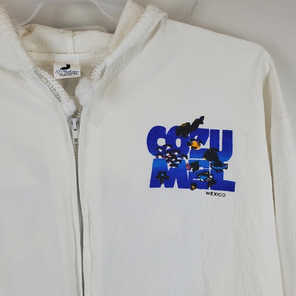 Vintage 90s El Mexicano Cozumel Mexico Zip Up Hooded Beach Jacket Size XL - Picture 12 of 12